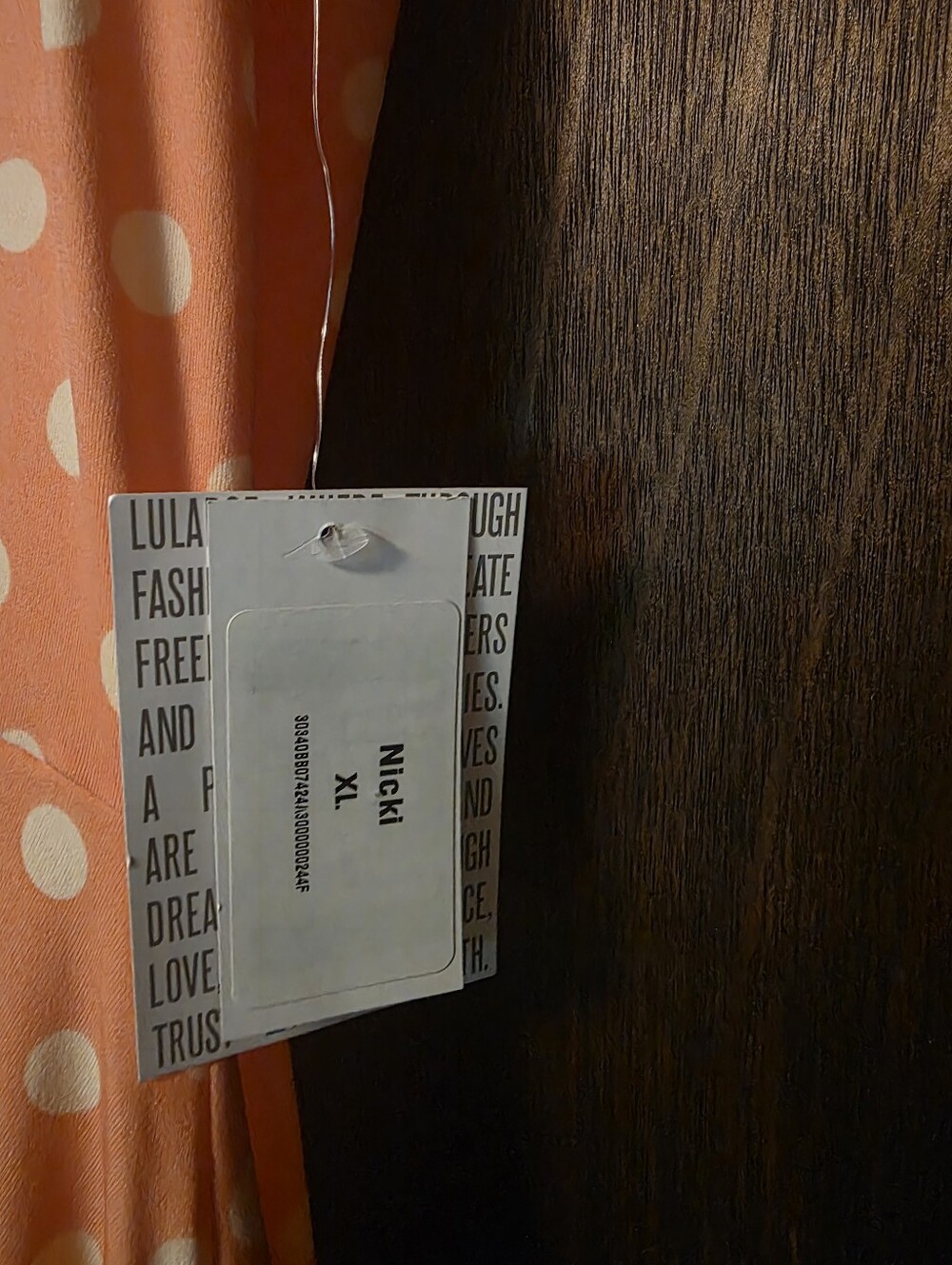 LuLaRoe Peach Polka Dot Sleeveless Fit & Flare Dress - Picture 2 of 4